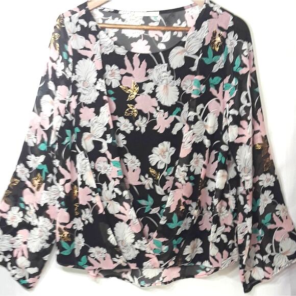Le Lis Sz M Flattering Flowy Dark Floral B… - Picture 1 of 8